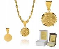 Biżuteria dla dzieci - Złoty łańcuszek srebro Medalik I Komunia Święta 50 cm DEDYKACJA S3M30 - miniaturka - grafika 1