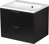 Szafki łazienkowe - Szafka łazienkowa z umywalką wisząca szklane fronty czarny mat 50 cm Bravia Gante - miniaturka - grafika 1