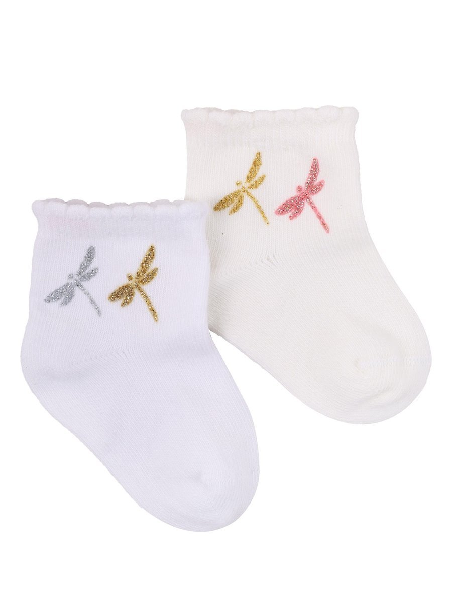 Skarpety niemowlęce bawełniane dziewczęce z ważkami 2PAK 6-12 miesięcy YOCLUB