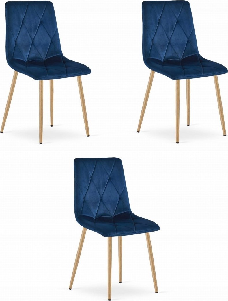 Leobert Krzesło LIBRA - granat aksamit / nogi kolor drewna x 3