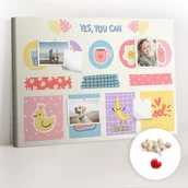 Tablice i flipcharty - Planer na ścianę, Tablica korkowa 100x70 cm, Drewniane Pinezki, wzór Planer szkolny - miniaturka - grafika 1