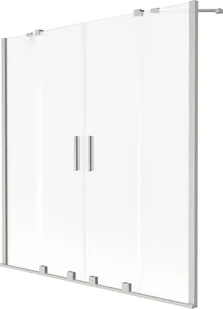 Mexen Velar Duo parawan nawannowy 2-skrzydłowy rozsuwany 140 x 150 cm, szron, nikiel szczotkowany - 896-140-000-32-97 - Parawany nawannowe - miniaturka - grafika 1