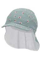 Czapki damskie - Sterntaler Unisex dziecięca czapka z daszkiem z szyją w kwiaty czapka dziecięca, ciemnozielony, 45 - miniaturka - grafika 1
