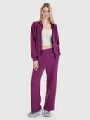 Spodnie damskie - 4F Spodnie damskie dresowe z modalem z szerokimi nogawkami 4FWSS25TTROF1011-50S Fioletowy Roz. XXL - miniaturka - grafika 1