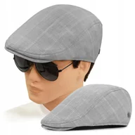 Czapki męskie - KASZKIET Męski Bawełniany na Lato Czapka w Kratkę SZARY Pako Jeans - miniaturka - grafika 1