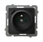 Gniazdka elektryczne - Ospel gniazdo pojedyncze z ładowarką USB A+C  AS - czarny metalik - miniaturka - grafika 1