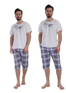 Piżamy damskie - Piżama Męska bawełniana Vienetta 1XL duże rozmiary z krótkim rękawem +size - miniaturka - grafika 1