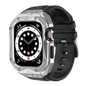 Akcesoria do smartwatchy - Kingxbar CYF140 2w1 pasek Apple Watch Ultra, SE, 8, 7, 6, 5, 4, 3, 2, 1 (49, 45, 44, 42 mm) z wbudowanym pancernym etui ze stali nierdzewnej srebrny - miniaturka - grafika 1