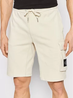 Spodnie sportowe męskie - Calvin Klein Jeans Szorty sportowe J30J314676 Beżowy Regular Fit - grafika 1