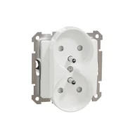 Gniazdka elektryczne - Gniazdo podwójne z uziemieniem Schneider Sedna Design SDD111275 z przesłonami do systemu ramkowego białe Design  Elements - miniaturka - grafika 1