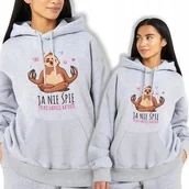 Bluzy damskie - Bluza Kangurek Damska Szara Ładuję Baterię Wz - M - miniaturka - grafika 1