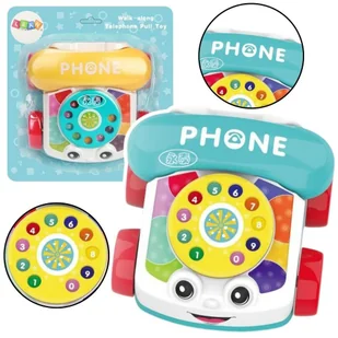 Telefon na kółkach do ciągnięcia kolorowy Leantoys - zabawka - Zabawki interaktywne dla dzieci - miniaturka - grafika 1