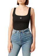 Koszulki i topy damskie - Calvin Klein Jeans Damska koszulka bez rękawów z dzianiny Ck Rib, Czarny, 3XL - miniaturka - grafika 1