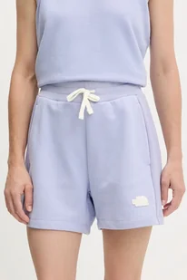 The North Face szorty Terry Relaxed damskie kolor niebieski gładkie high waist NF0A8C270VI1 - Spodnie sportowe damskie - miniaturka - grafika 1