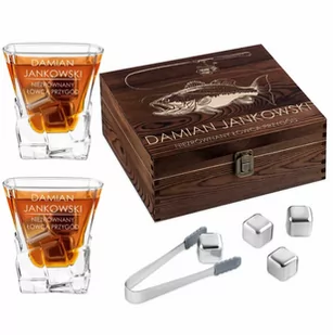 Kamienie kostki do whisky ze szklankami zestaw z grawerem dla - Pozostałe akcesoria barmańskie - miniaturka - grafika 1