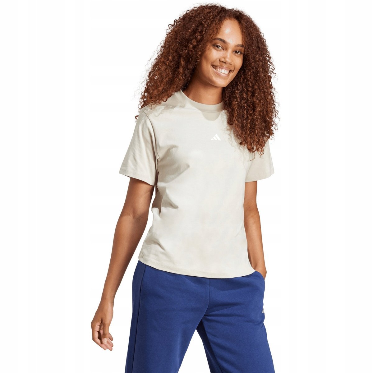 Koszulka damska adidas Essentials Small Logo Cotton beżowa JI6079 M