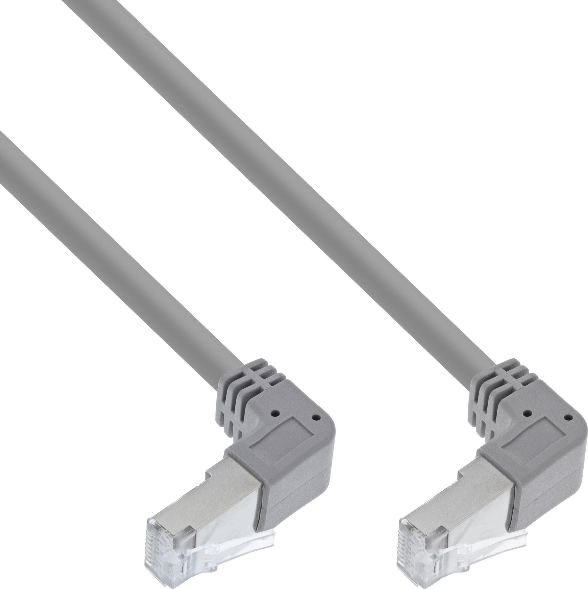 InLine InLine® Patch cable two side down angled, S/FTP PiMf, Cat.6, 250MHz, PVC, copper, grey, 1.75m
