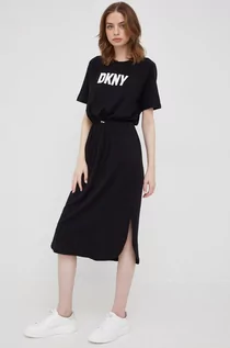 Sukienki - DKNY sukienka kolor czarny midi oversize - - grafika 1