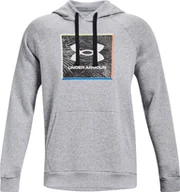 Bluzy męskie - Under Armour Bluza męska Under Armour UA Rival Flc Graphic Hoodie szara 1370349 011 2XL - miniaturka - grafika 1