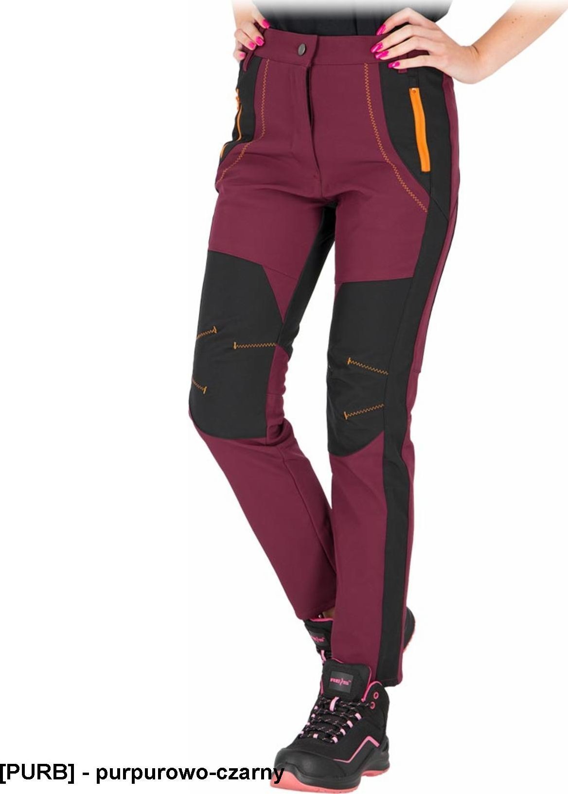 R.E.I.S. SLENDER-L - Spodnie ochronne do pasa, damskie 3 kieszenie softshell 4-kierunkowy stretch 94% poliester 6% elastan membrana TPU polar 100% poliester 300-310 g/m2 44