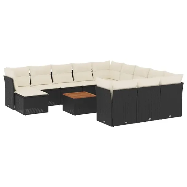 Zestaw Wypoczynkowy Rattan PE Czarny - 62x62x69 cm, 55x55 cm, 37 cm, Kremow