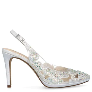 Silikonowe szpilki na platformie - MENBUR 23640 SREBRNE - Czółenka - miniaturka - grafika 3