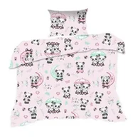 Pościel dla dzieci - Extrapościel Pościel bawełniana 100x135 669K pandy różówa kolorowa Kids 24 z poszewką 40x60 - miniaturka - grafika 1