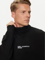 Swetry męskie - Karl Lagerfeld Jeans Golf 246D2000 Czarny Regular Fit - miniaturka - grafika 1