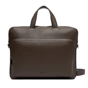 Torba na laptopa Calvin Klein Micro Pebble Slim Briefcase 36 LV04D3012G Brązowy - Torby na laptopy - miniaturka - grafika 1
