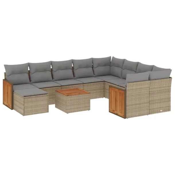 Zestaw mebli ogrodowych beżowy, rattan PE, wymiary: 55x62x69 cm, 62x62x69