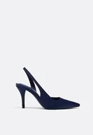 Czółenka - Stradivarius Satynowe szpilki Niebieski 40 - miniaturka - grafika 1