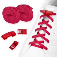 Akcesoria obuwnicze - Elastyczne sznurówki do butów bez wiązania czerwone zapinki na magnes 100cm - miniaturka - grafika 1