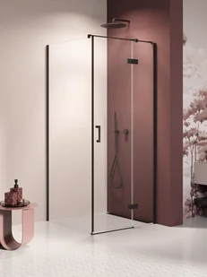 Kabina prysznicowa uchylna prawa kolor czarny mat 80x90 cm K-3728 New Trendy Nesta Black - Kabiny prysznicowe - miniaturka - grafika 1