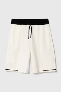 Spodnie i spodenki dla chłopców - Sisley szorty bawełniane dziecięce kolor biały regulowana talia - grafika 1