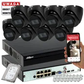 Zestawy do monitoringu - Zestaw kamer do monitoringu zewnętrznego 8 kamer IP Dahua IPC-HDW1530T-0280B-S6-BLACK 5MPx IR30 Mikrofon PoE - miniaturka - grafika 1