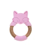 Gryzaki dla dzieci - Bocioland Gryzak drewniano-silikonowy Lisek różowy - miniaturka - grafika 1