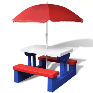 vidaXL vidaXL Dziecięcy stół piknikowy z parasolem - Place zabaw - miniaturka - grafika 2