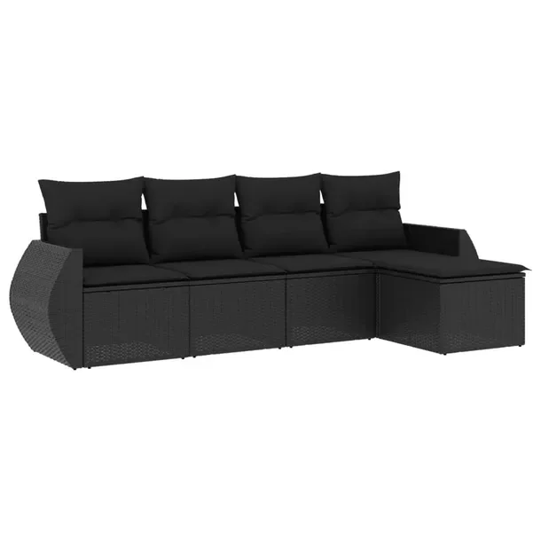 Modułowy zestaw mebli ogrodowych z rattanem PE, czarny, 55-70 x 62 x 69 cm