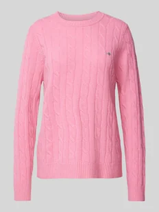 Sweter z dzianiny z wzorem warkocza - Swetry damskie - miniaturka - grafika 1