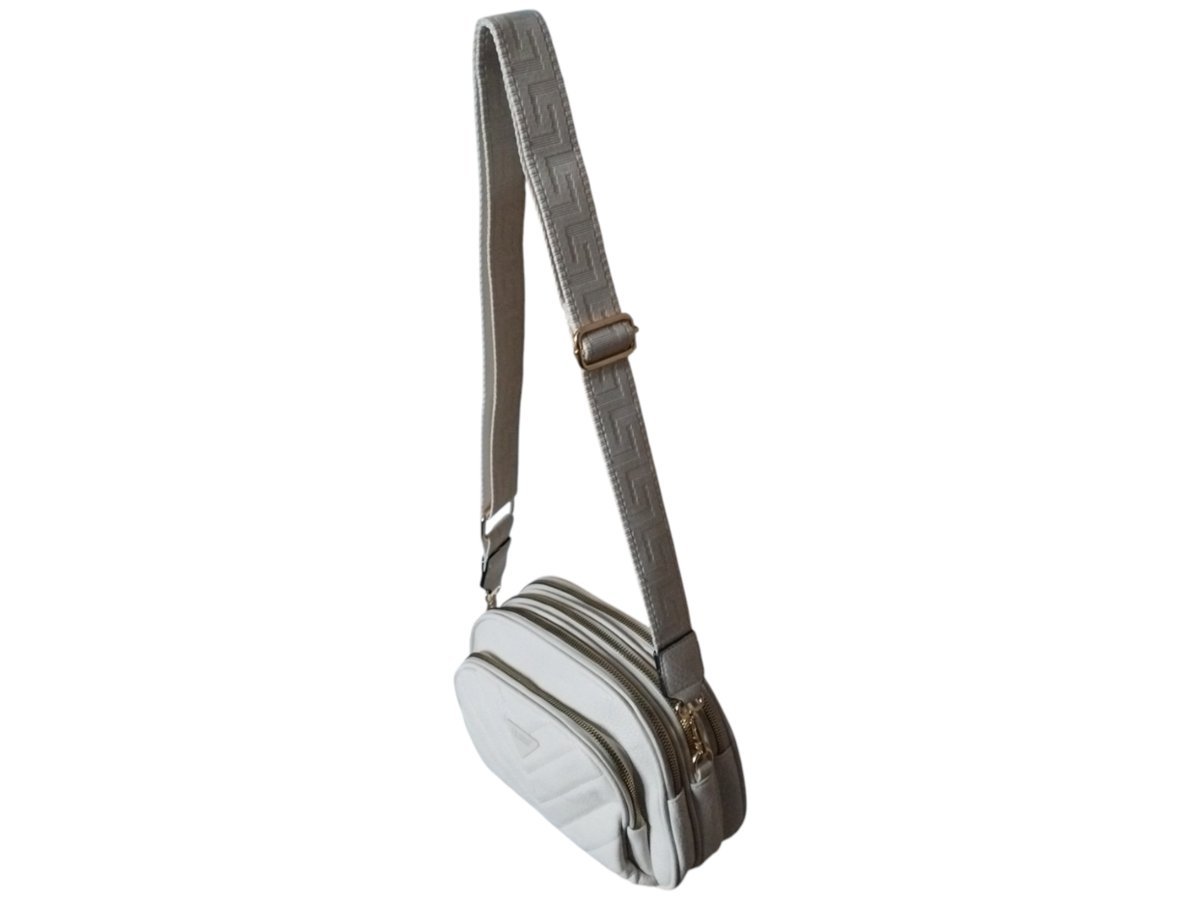 Torebka Damska Pikowana, Mała Listonoszka Na Ramię Beżowa, Miejska