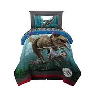 Kołdry i poduszki dla dzieci - Jurassic World Dominion Blue Velociraptor i Rexy T-Rex super miękka dwustronna kołdra z mikrofibry, podwójny rozmiar, pościel od Franco Kids - miniaturka - grafika 1