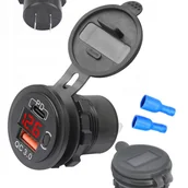Ładowarki samochodowe - ŁADOWARKA SAMOCHODOWA DO ZABUDOWY USB Z WYŁĄCZNIKIEM i WOLTOMIERZEM USB-C - miniaturka - grafika 1