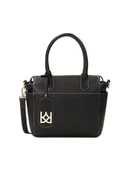 Torebki damskie - Czarna torebka z kontrastującymi białymi szwami - miniaturka - grafika 1