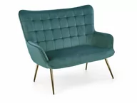 Sofy i kanapy - CASTEL 2 XL sofa ciemny zielony / złoty Halmar  - miniaturka - grafika 1