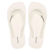 Klapki i japonki damskie - Japonki Calvin Klein Arwa - Metallic Pearlised Flip Flops HW0HW02956 Biały - miniaturka - grafika 1