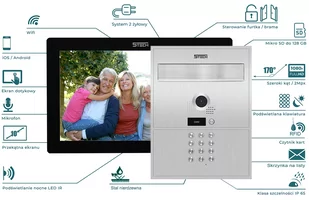 Wideodomofon 2-żyłowy WiFi ze skrzynką na listy 5tech 82218 Virgo 10&quot;(B) Android iOS - Wideodomofony - miniaturka - grafika 2