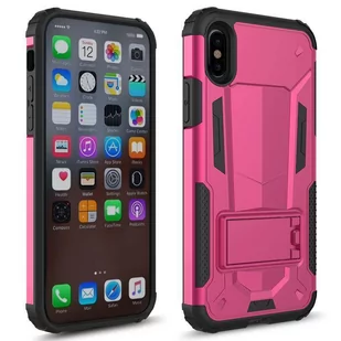 Zizo Hybrid Transformer Cover Pancerne etui iPhone X z podstawką (Hot Pink/Black) - Etui i futerały do telefonów - miniaturka - grafika 2