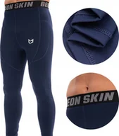 Spodnie sportowe męskie - Beon Spodnie termoaktywne męskie Beon Skin Pro Ceramic Blue M - miniaturka - grafika 1