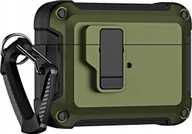 Akcesoria do słuchawek - Hurtel Pro Armour Airpods Case with hook - AirPods 4 olive - miniaturka - grafika 1