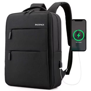Plecak torba na laptopa 15,6" duży wodoodporny z portem USB Unisex 44x34x13cm Alogy Backpack Czarny - Torby fotograficzne i futerały - miniaturka - grafika 1